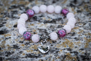Rose Quartz and Flower Keepsake Urn Heart Bracelet - Fill at Home